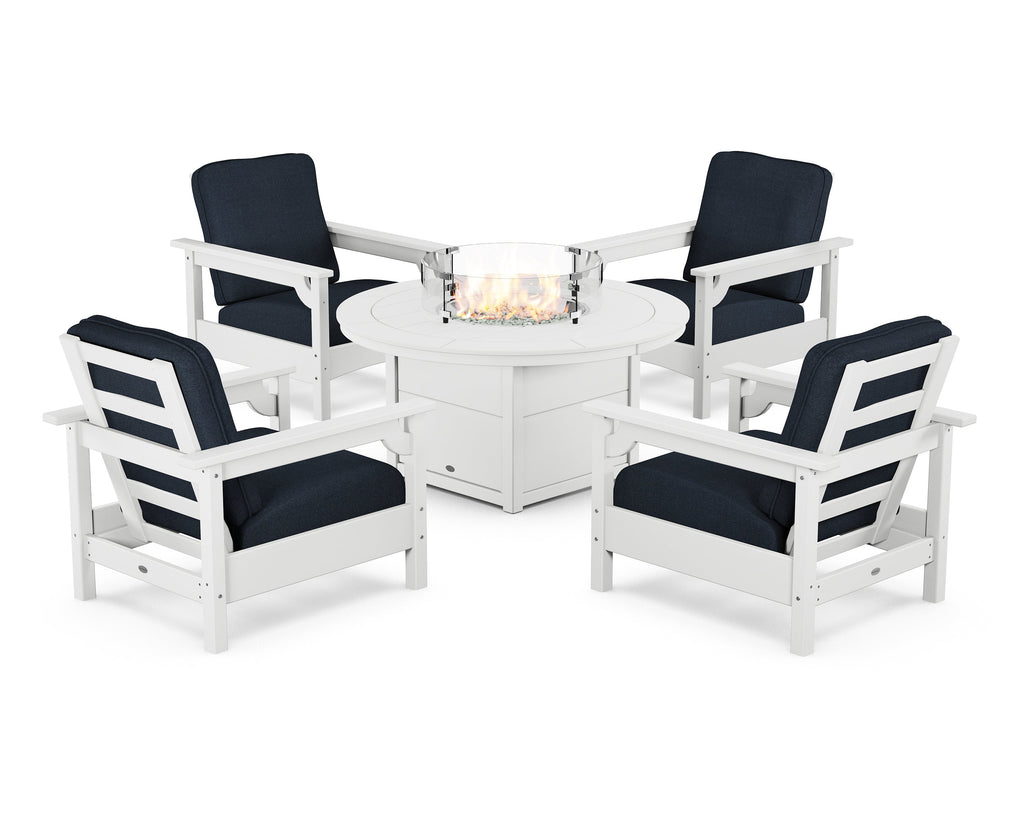 Club 5-Piece Conversation Set with Fire Pit Table