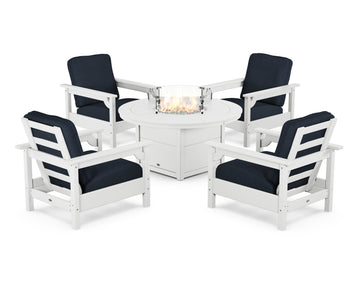 Club 5-Piece Conversation Set with Fire Pit Table