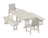 Coastal 5-Piece Farmhouse Dining Set with Trestle Legs and Benches