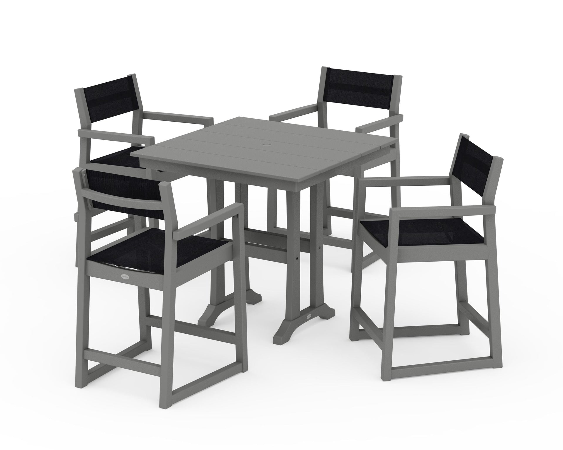 EDGE Sling Arm Chair 5-Piece Farmhouse Counter Set with Trestle Legs