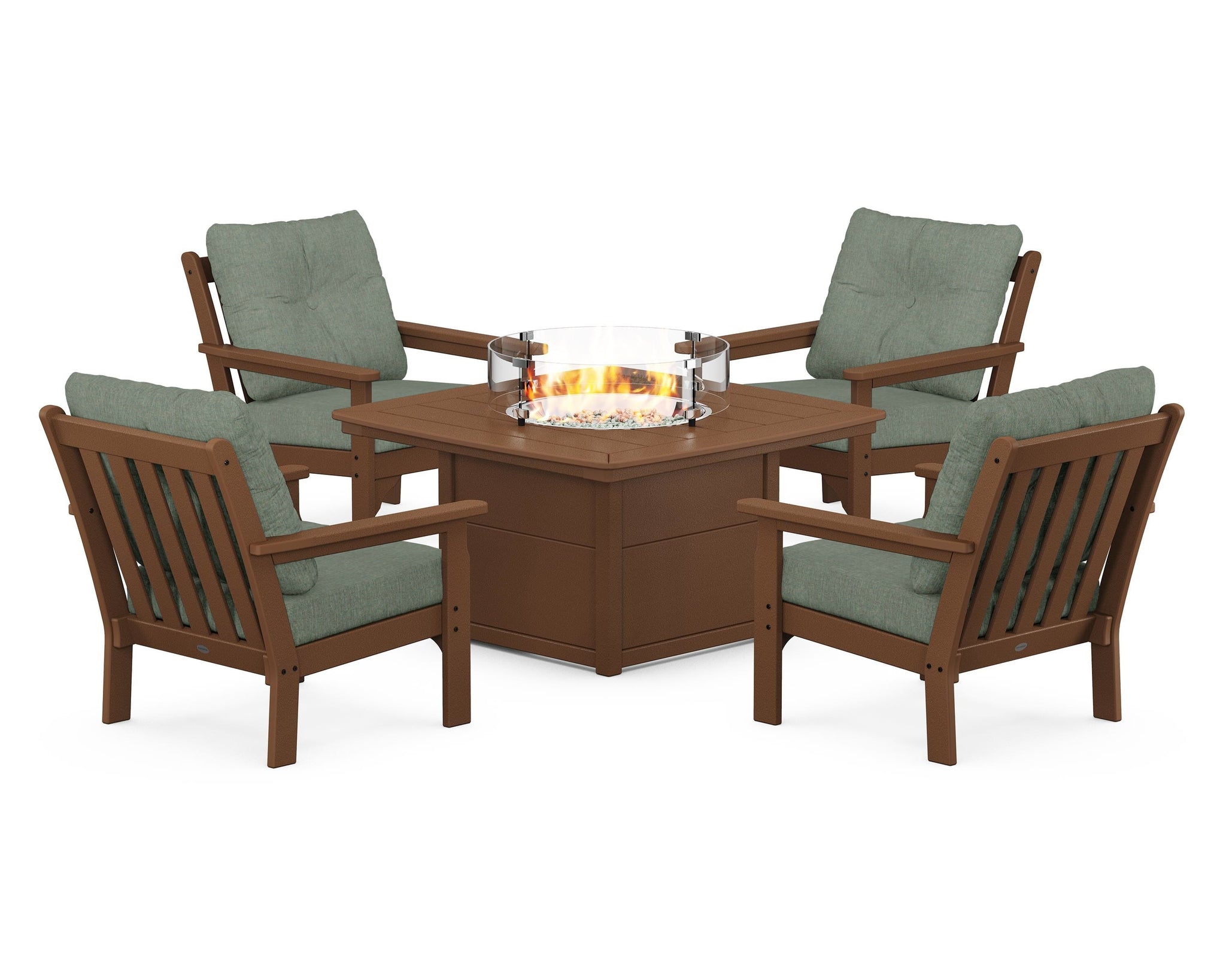 Vineyard 5-Piece Conversation Set with Fire Pit Table