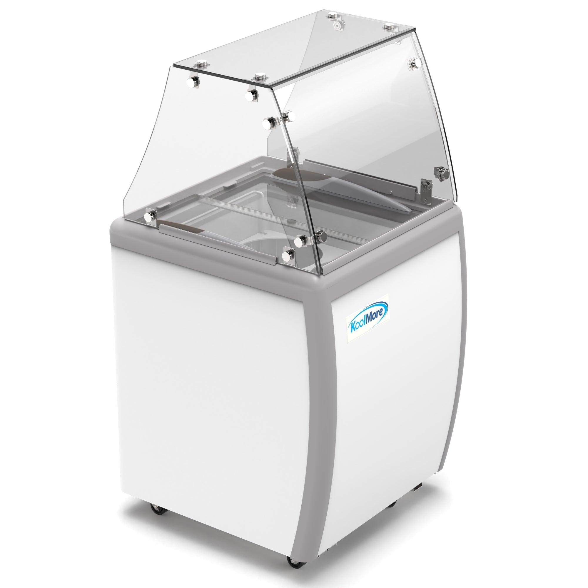 26 in. 4 Tub Ice Cream Dipping Cabinet Display Freezer with Sliding Glass Door and Sneeze Guard, 6 cu. ft.