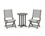 Coastal Folding Side Chair 3-Piece Round Bistro Dining Set