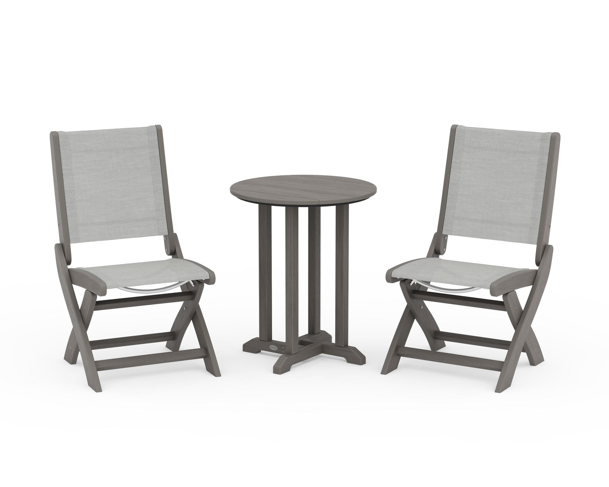 Coastal Folding Side Chair 3-Piece Round Bistro Dining Set