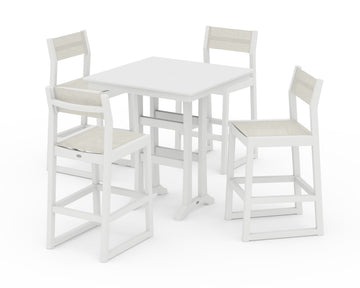 EDGE Sling Arm Chair 5-Piece Farmhouse Bar Set with Trestle Legs