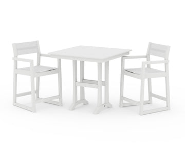 EDGE Sling Arm Chair 3-Piece Farmhouse Counter Set with Trestle Legs