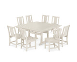 Prairie Side Chair 9-Piece Square Farmhouse Dining Set with Trestle Legs