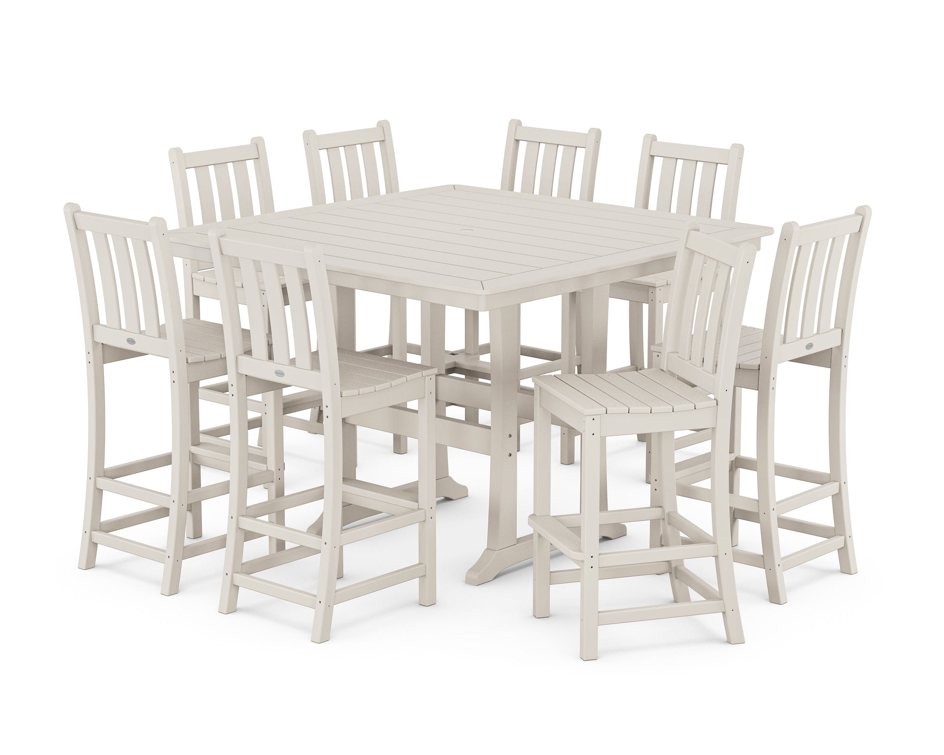 Traditional Garden 9-Piece Nautical Trestle Bar Set