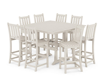 Traditional Garden 9-Piece Nautical Trestle Bar Set