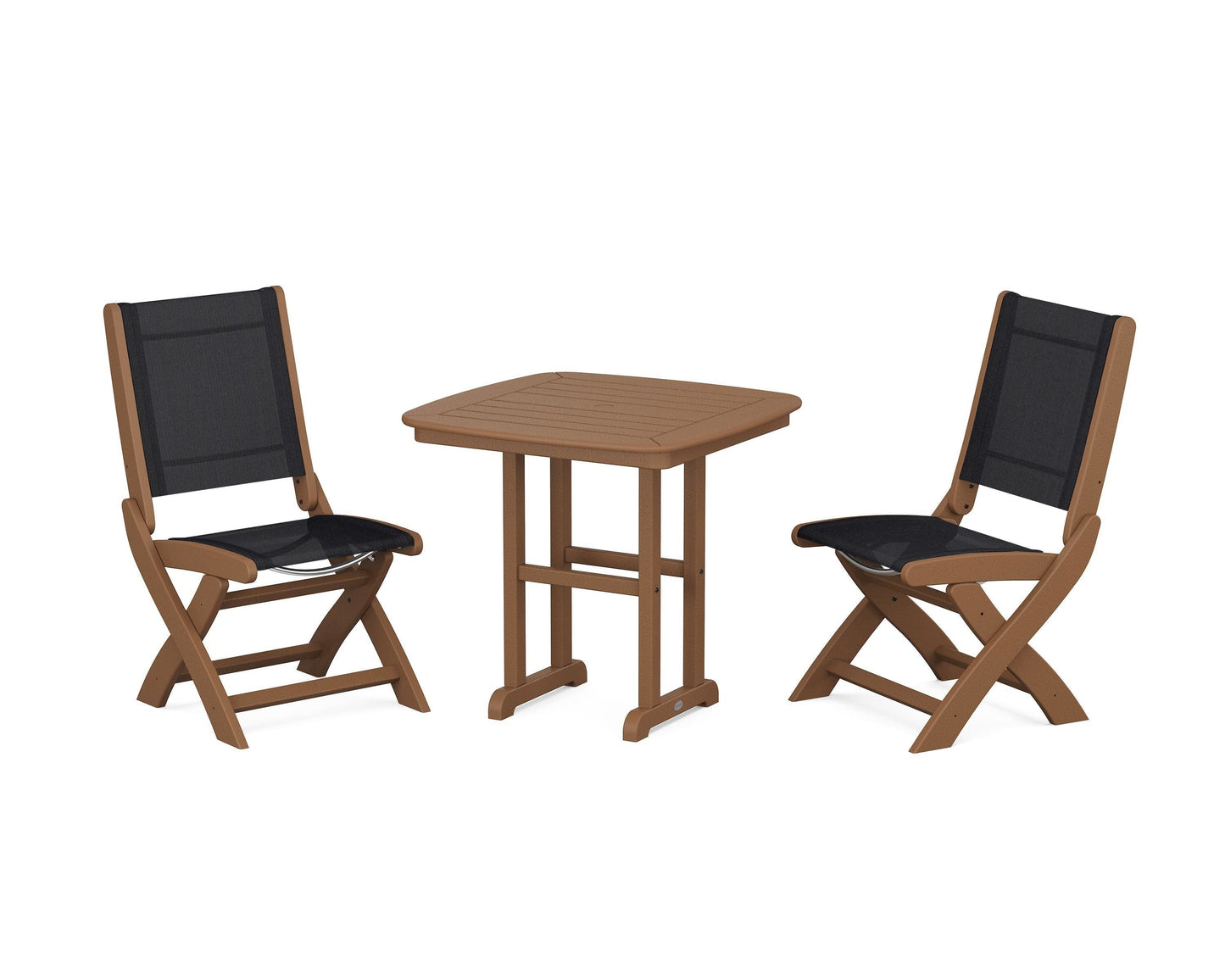 Coastal Folding Side Chair 3-Piece Dining Set