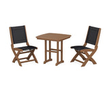 Coastal Folding Side Chair 3-Piece Dining Set