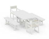 EDGE Sling Arm Chair 5-Piece Farmhouse Dining Set with Benches