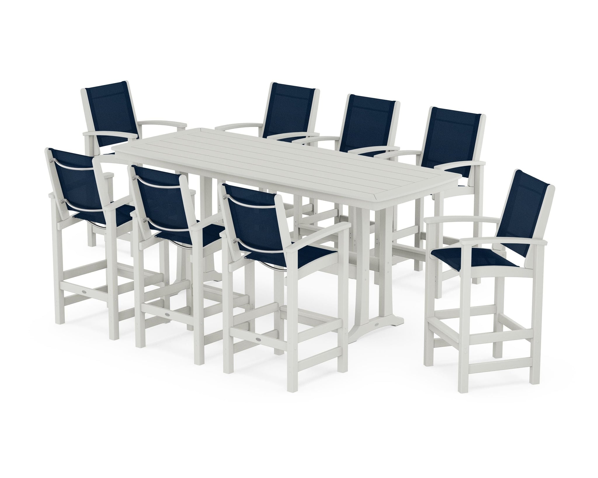 Coastal 9-Piece Bar Set with Trestle Legs