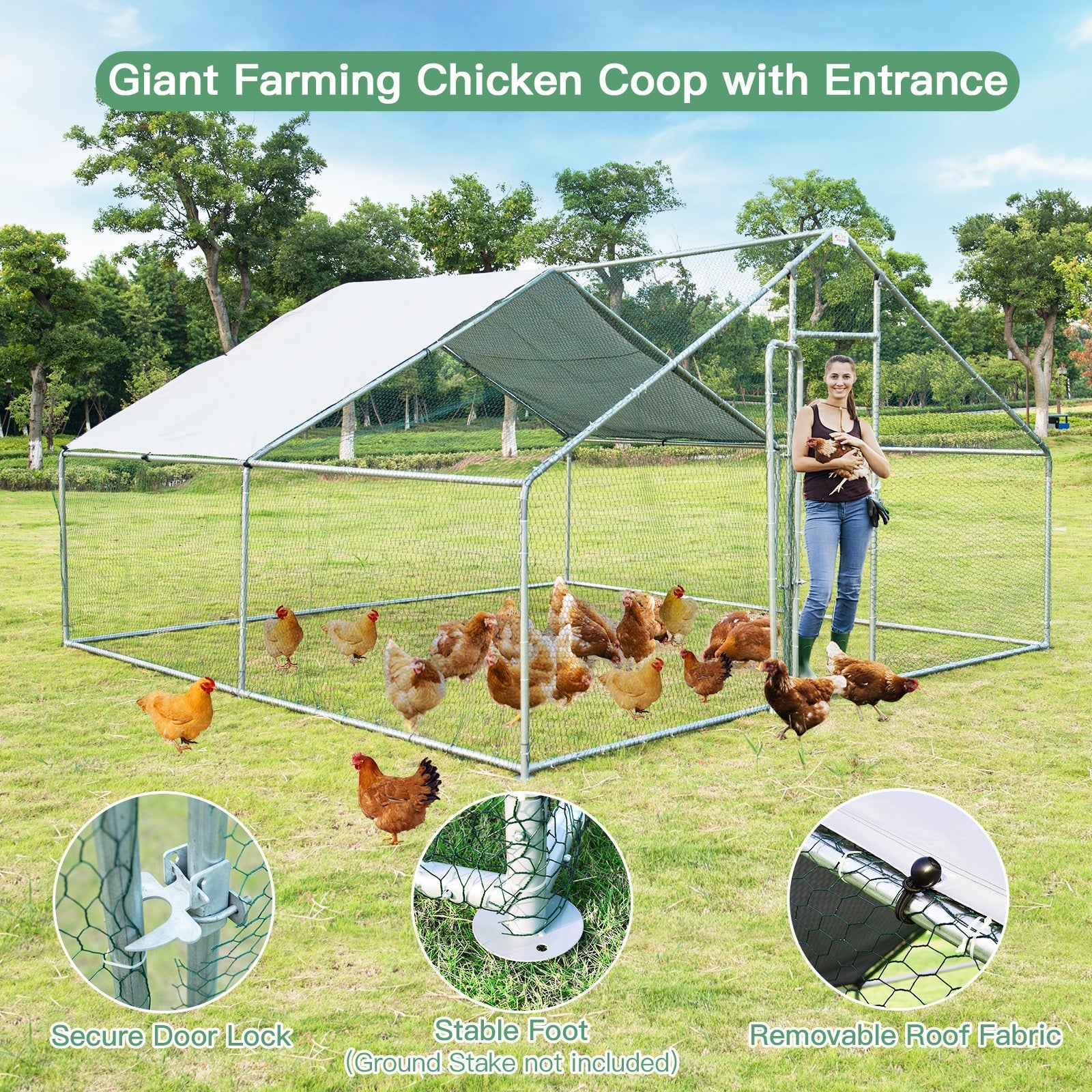 Costway 13' x 13' Walk-in Chicken Coop Waterproof Cover Outdoor Backyard Farm 61592834 New