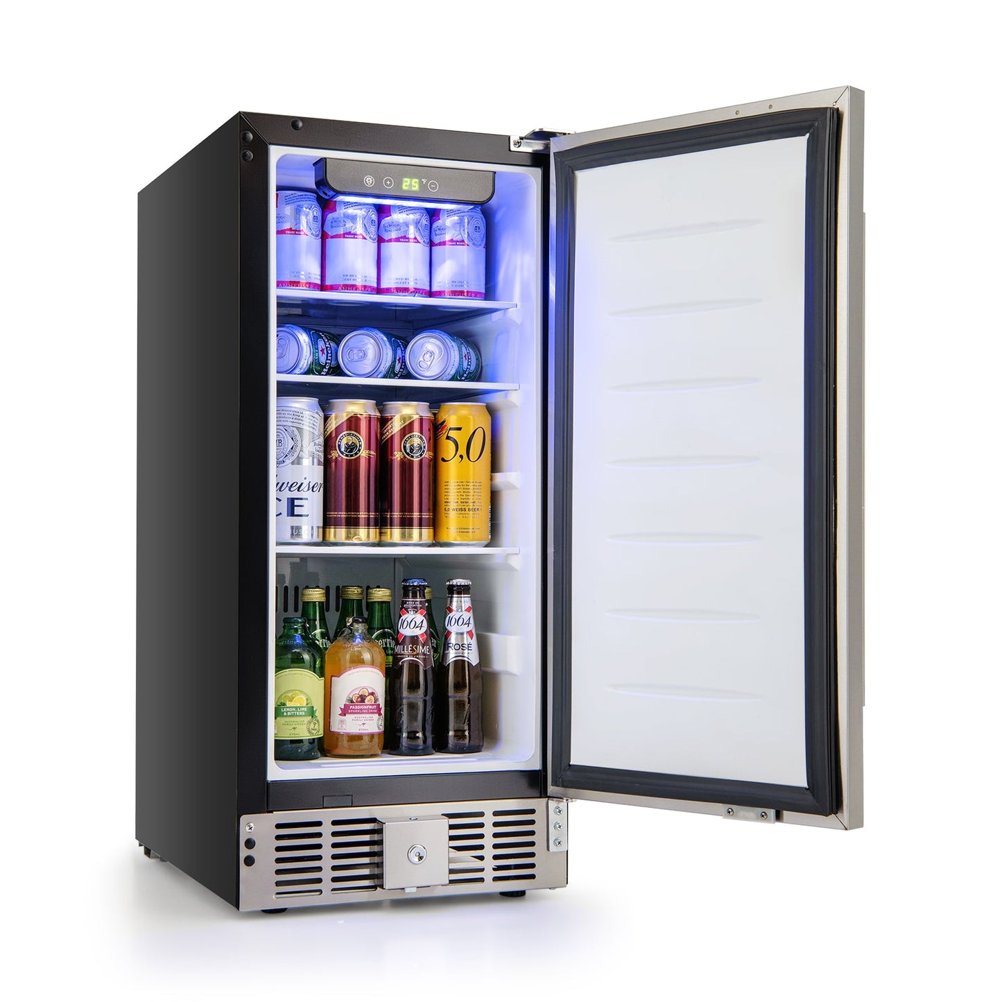 Costway Compact Refrigerator Stainless Steel Door Adjustable Thermostat 27365841 New
