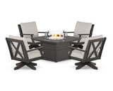 Braxton 5-Piece Deep Seating Swivel Conversation Set with Fire Pit Table