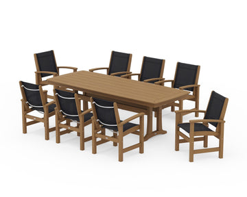 Coastal 9-Piece Dining Set with Trestle Legs