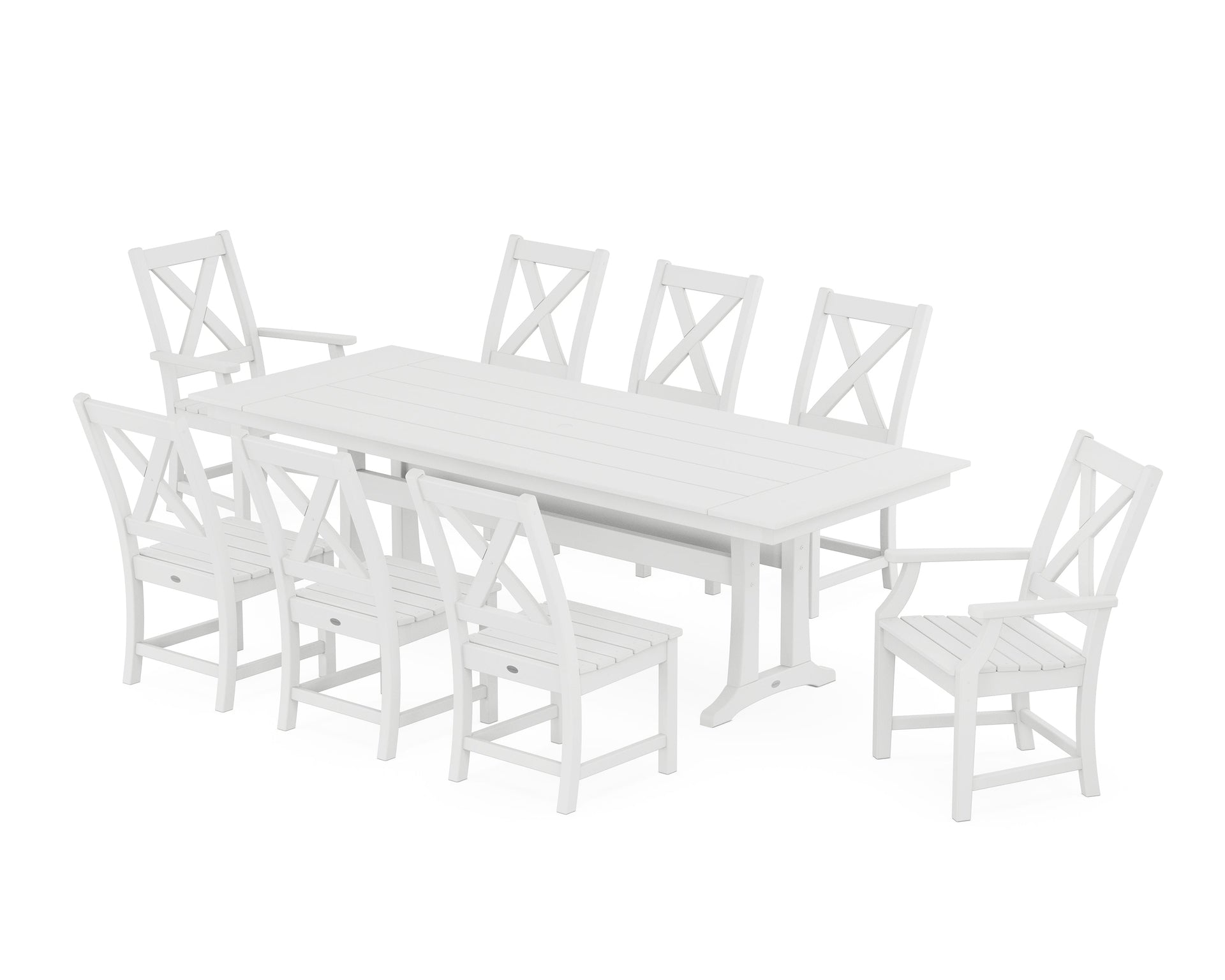 Braxton 9-Piece Farmhouse Dining Set with Trestle Legs