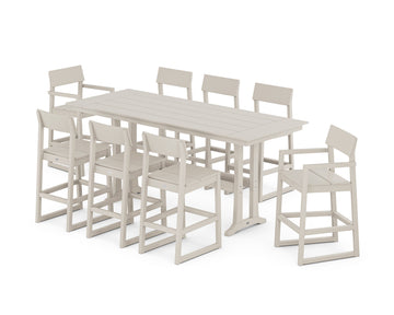 EDGE 9-Piece Farmhouse Bar Set with Trestle Legs