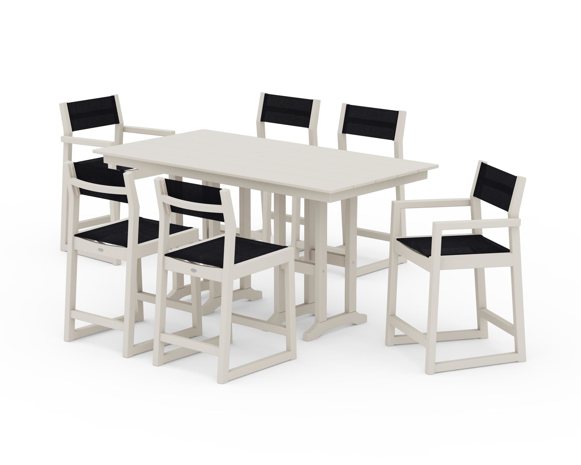 EDGE Sling 7-Piece Farmhouse Counter Set with Trestle Legs