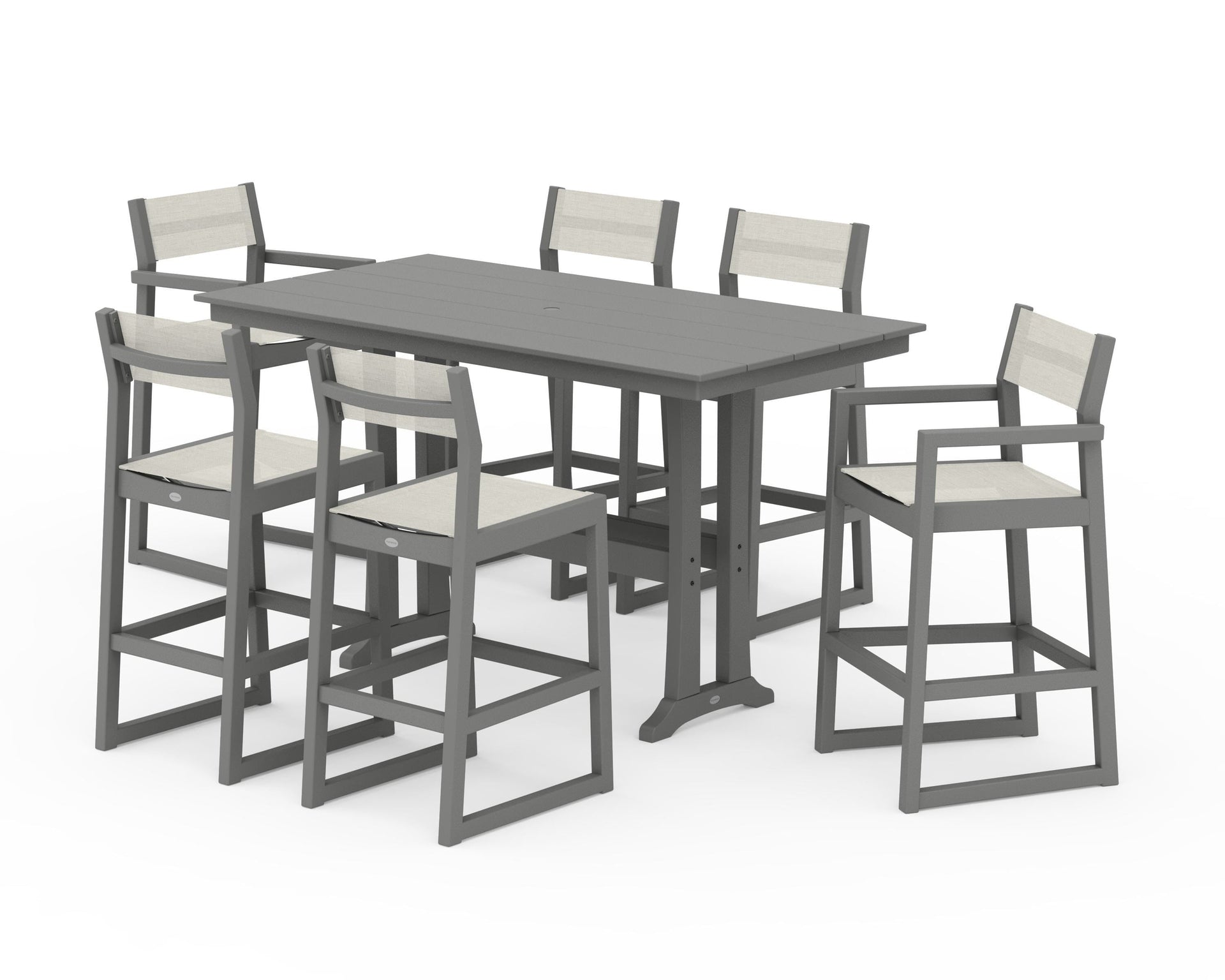 EDGE Sling 7-Piece Farmhouse Bar Set with Trestle Legs