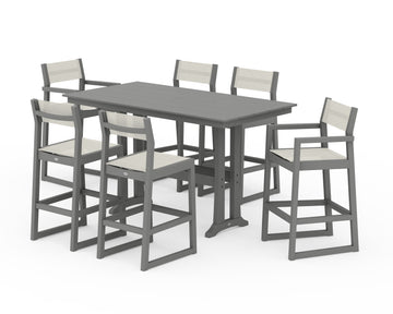 EDGE Sling 7-Piece Farmhouse Bar Set with Trestle Legs