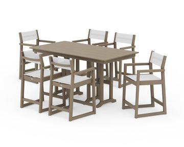 EDGE Sling Arm Chair 7-Piece Farmhouse Counter Set