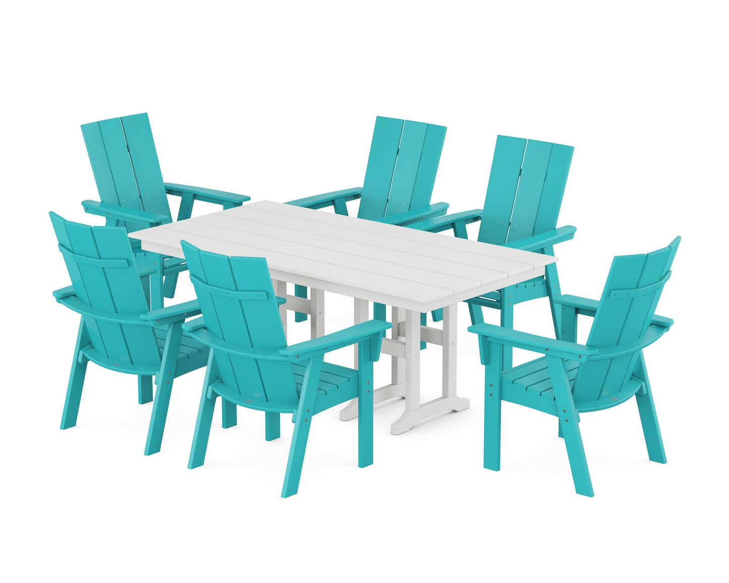 Modern Curveback Adirondack 7-Piece Farmhouse Dining Set
