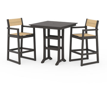 EDGE Sling Arm Chair 3-Piece Farmhouse Bar Set with Trestle Legs