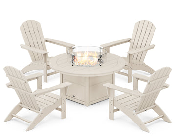 Nautical 5-Piece Adirondack Chair Conversation Set with Fire Pit Table