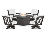 Braxton 5-Piece Deep Seating Swivel Conversation Set with Fire Pit Table