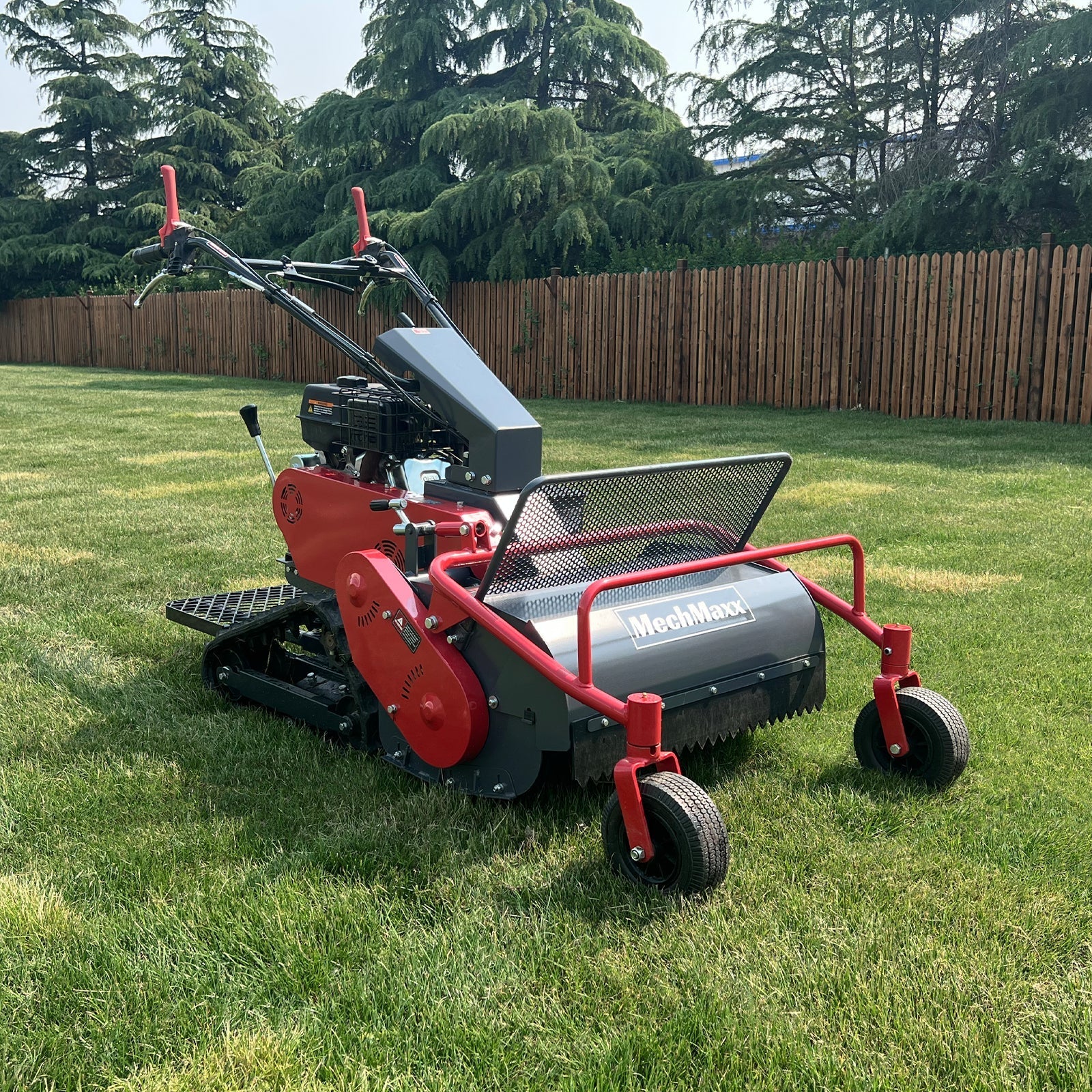 MechMaxx SFM27T Flail Mower 27" Walk Behind Self-Propelled Tracked Electric Start 10HP 302cc New