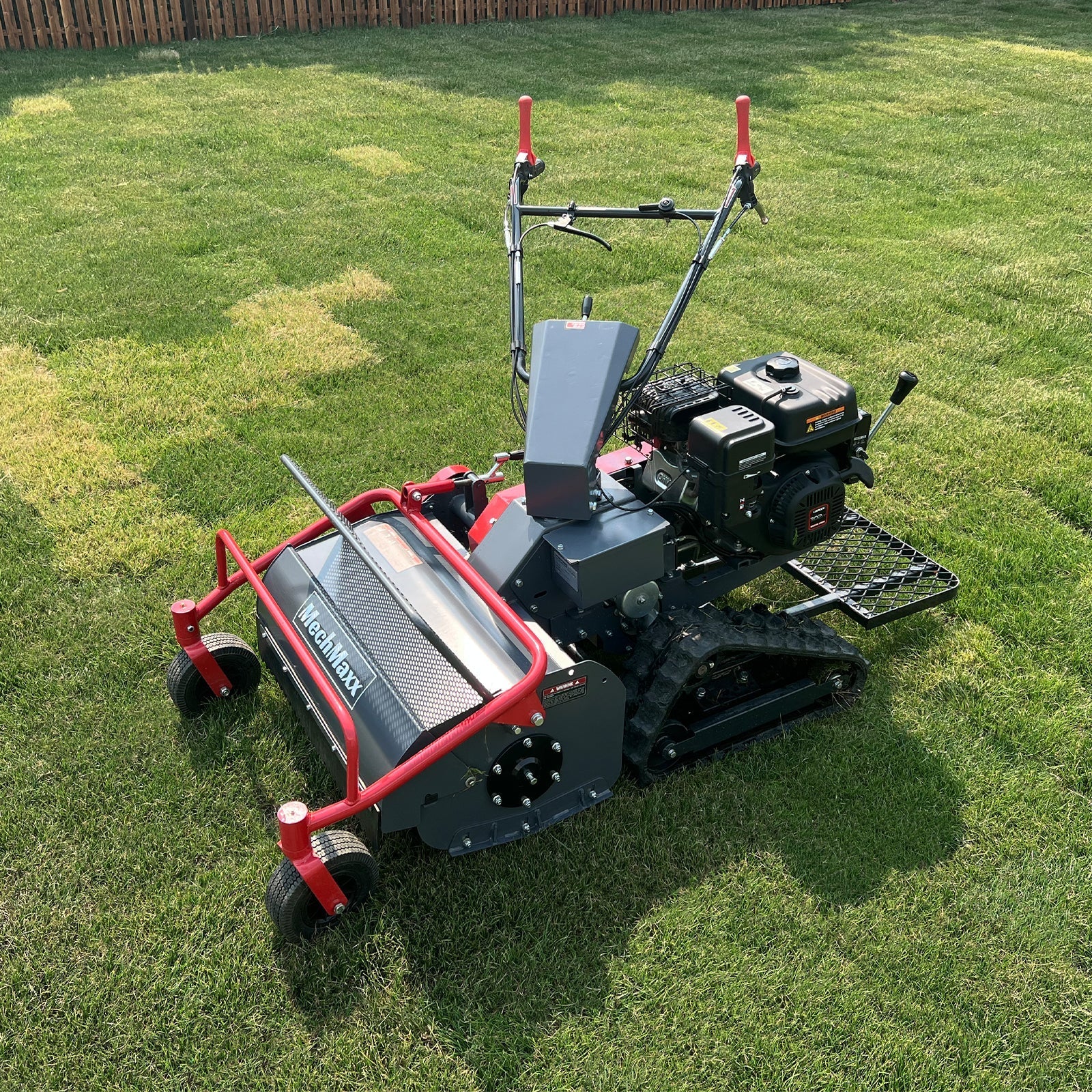 MechMaxx SFM27T Flail Mower 27" Walk Behind Self-Propelled Tracked Electric Start 10HP 302cc New