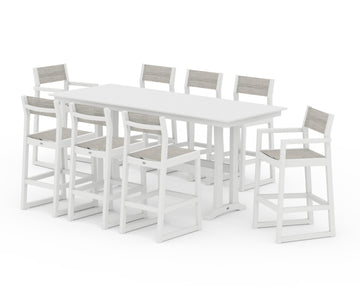 EDGE Sling 9-Piece Farmhouse Bar Set with Trestle Legs