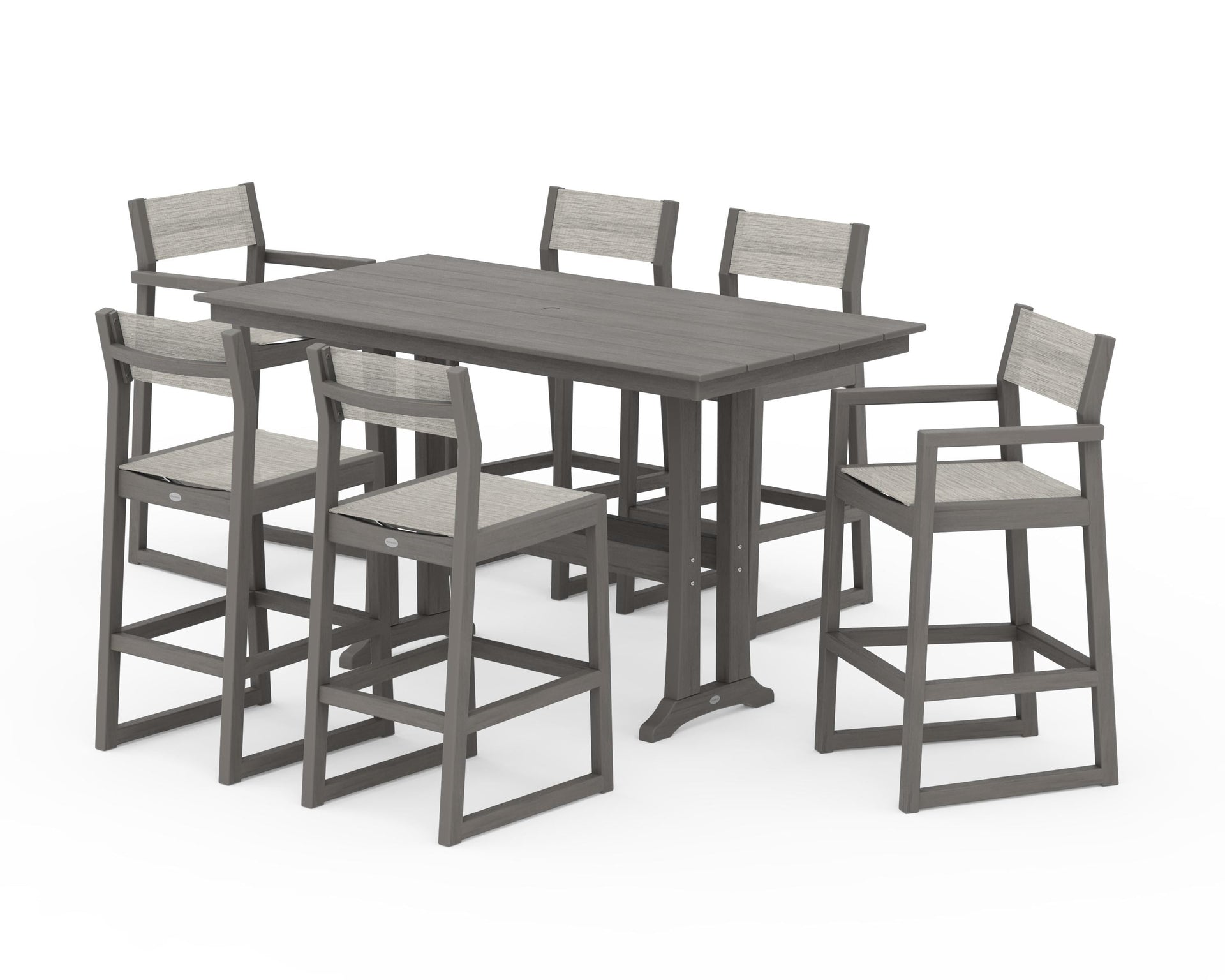 EDGE Sling 7-Piece Farmhouse Bar Set with Trestle Legs