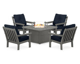 Vineyard 5-Piece Conversation Set with Fire Pit Table