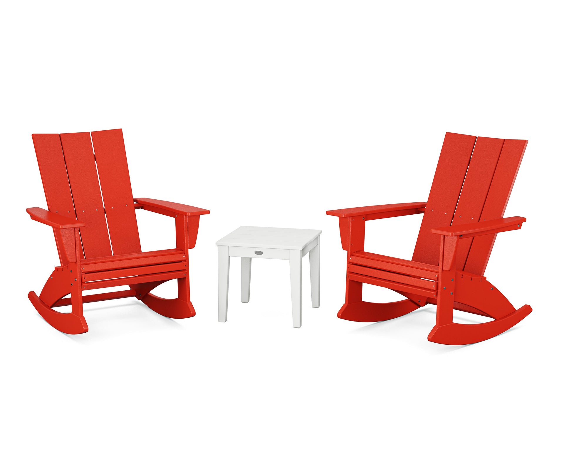 Modern Curveback 3-Piece Adirondack Rocking Chair Set