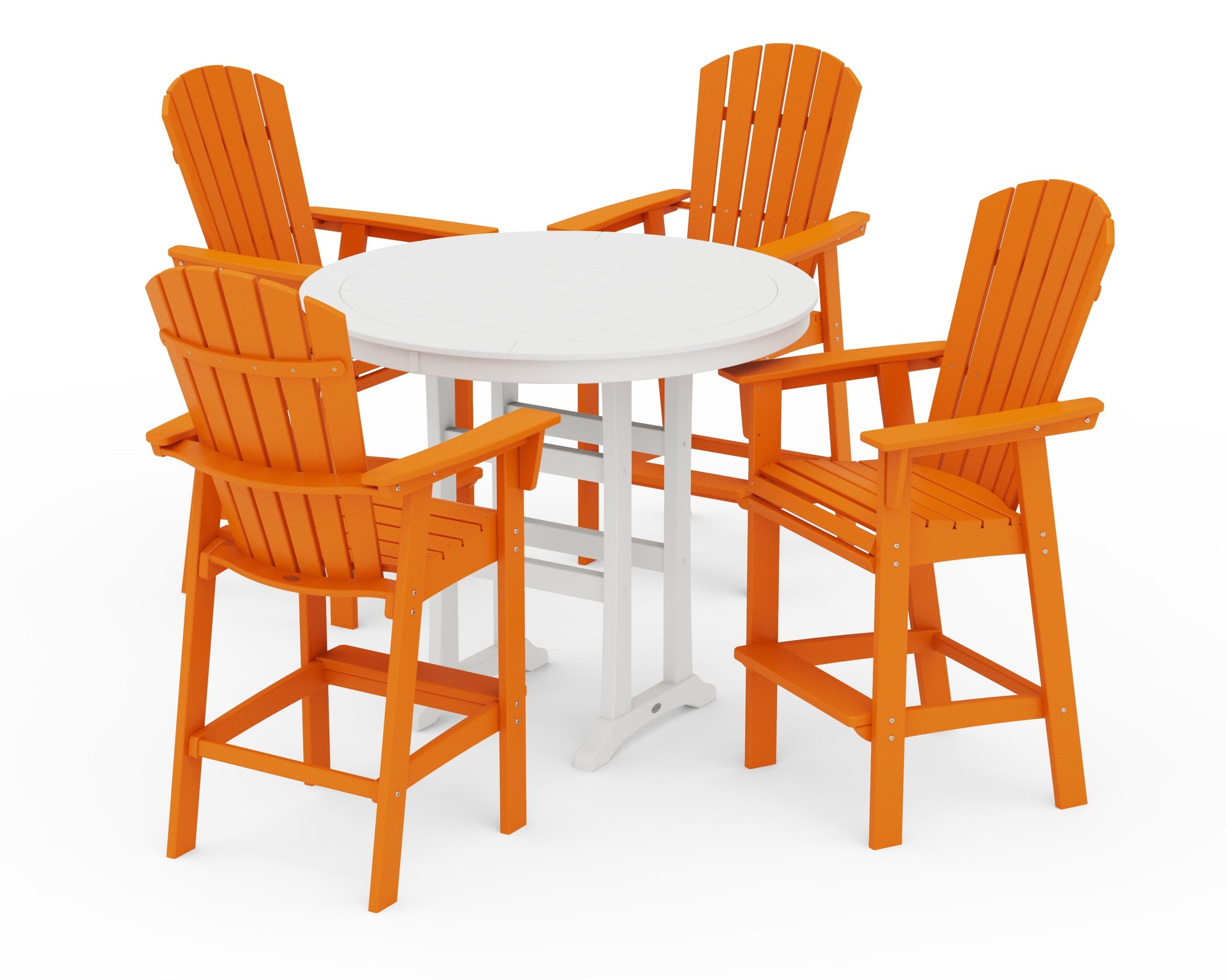 Nautical Curveback Adirondack 5-Piece Round Trestle Bar Set