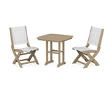 Coastal Folding Side Chair 3-Piece Dining Set