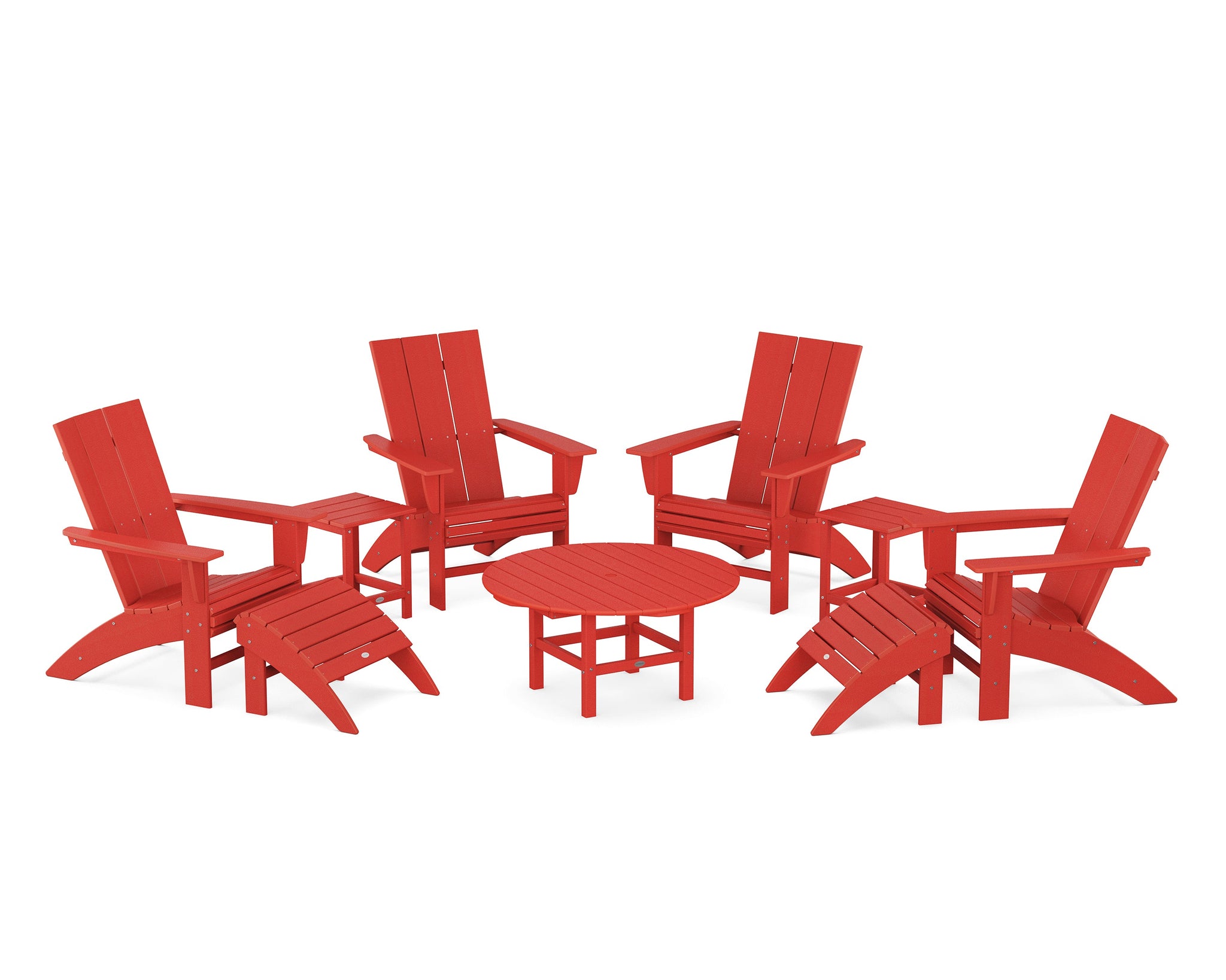 Modern Curveback Adirondack Chair 9-Piece Conversation Set