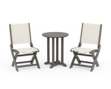 Coastal Folding Side Chair 3-Piece Round Bistro Dining Set