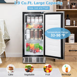 Costway Compact Refrigerator Stainless Steel Door Adjustable Thermostat 27365841 New