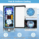 Costway Compact Refrigerator Stainless Steel Door Adjustable Thermostat 27365841 New