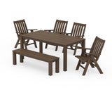 Vineyard Folding Chair 6-Piece Parsons Dining Set with Bench