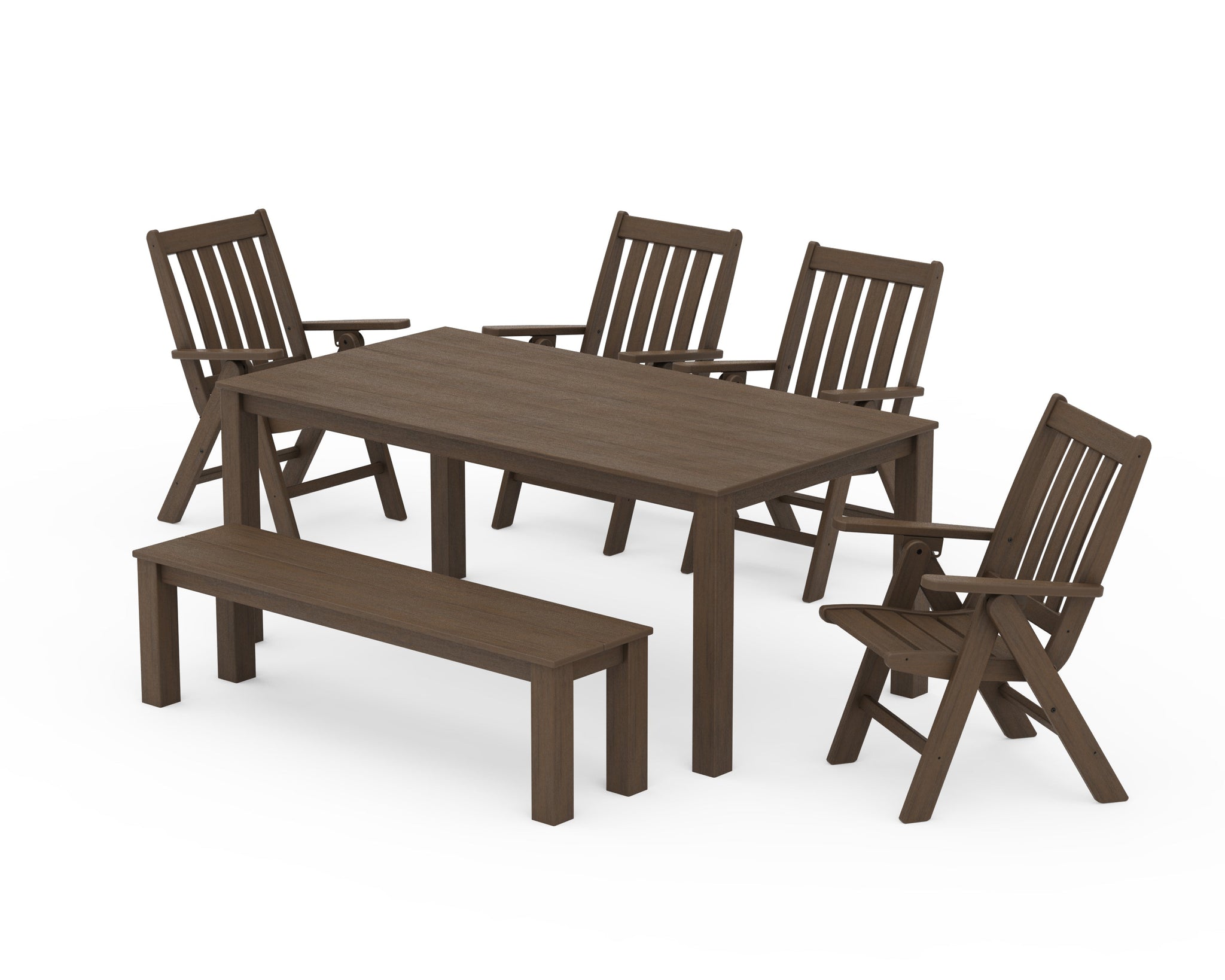 Vineyard Folding Chair 6-Piece Parsons Dining Set with Bench