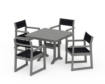 EDGE Sling 5-Piece Farmhouse Dining Set with Trestle Legs