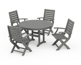Signature Folding Chair 5-Piece Round Farmhouse Dining Set