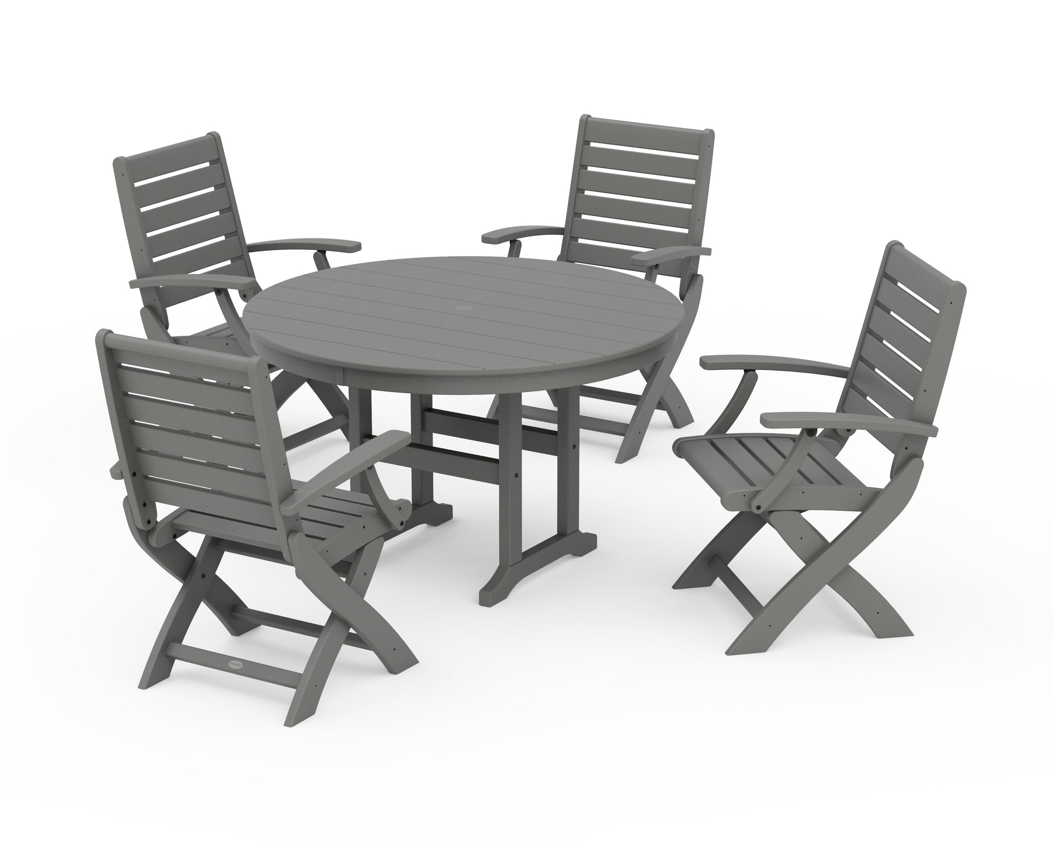 Signature Folding Chair 5-Piece Round Farmhouse Dining Set
