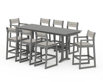 EDGE Sling 9-Piece Farmhouse Bar Set with Trestle Legs