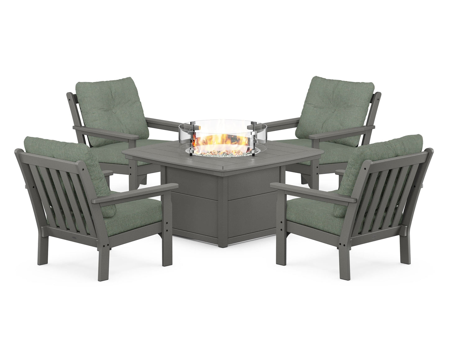 Vineyard 5-Piece Conversation Set with Fire Pit Table